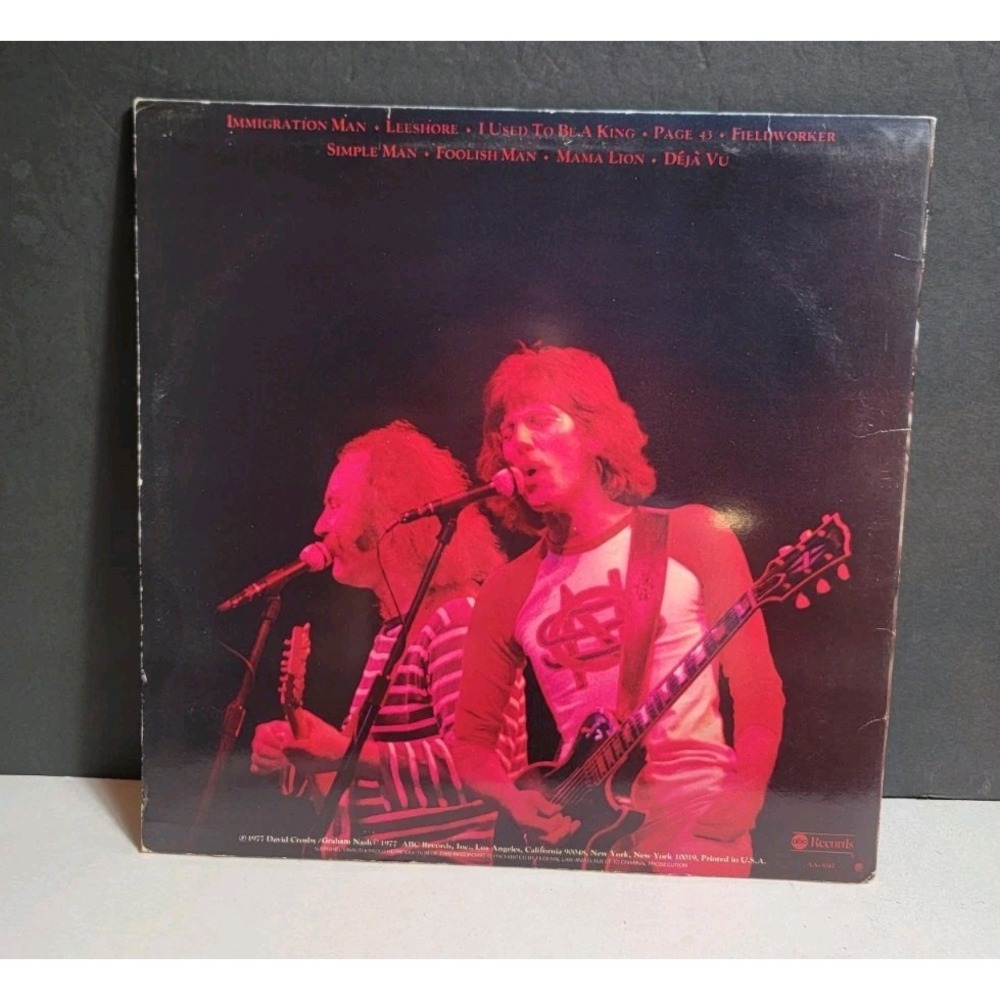 Crosby Nash :Live 1977 Vinyl Record Album